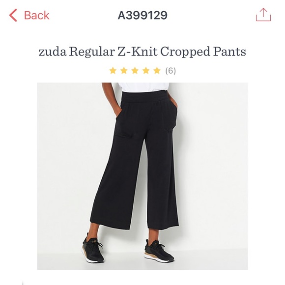ZUDA black cropped knit pants, Large XL - Picture 2 of 8